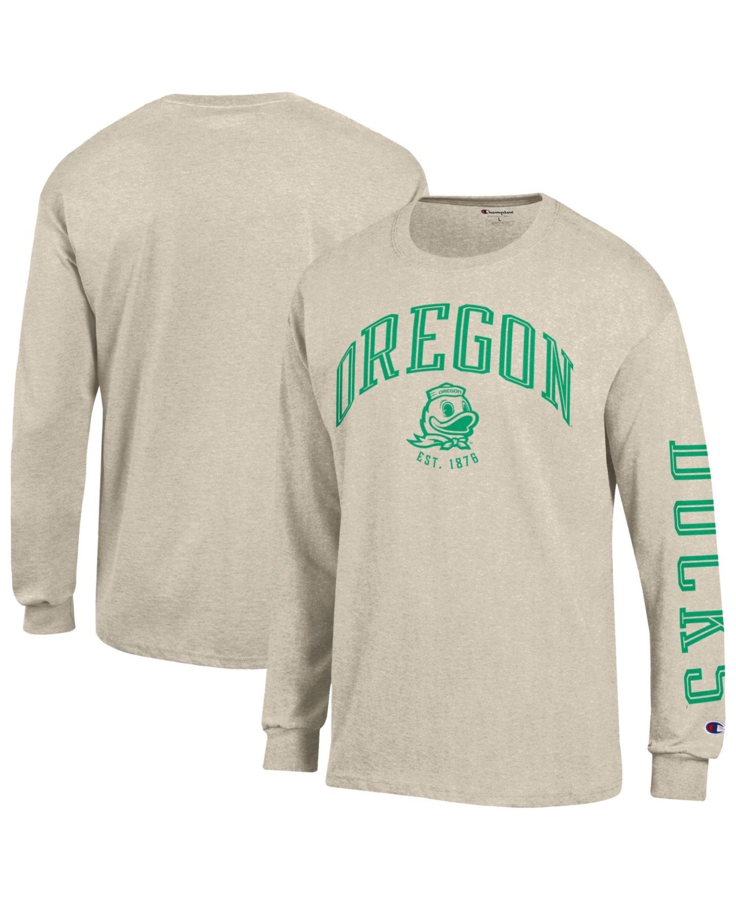 Мужская футболка Champion Heather Oatmeal Oregon Ducks Neutral Arch Long-Sleeve — фото 1