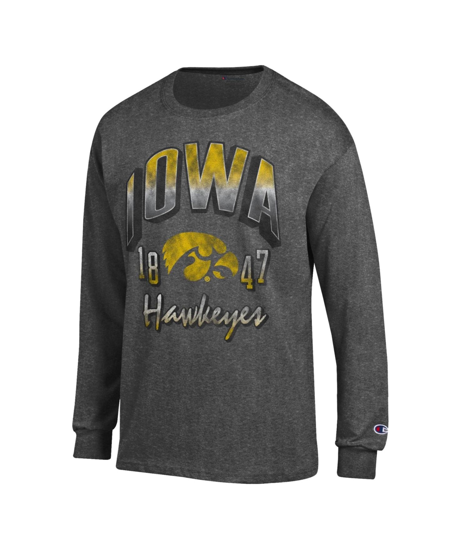 Мужская футболка Champion Heather Charcoal Iowa Hawkeyes Bold Long-Sleeve — фото 2