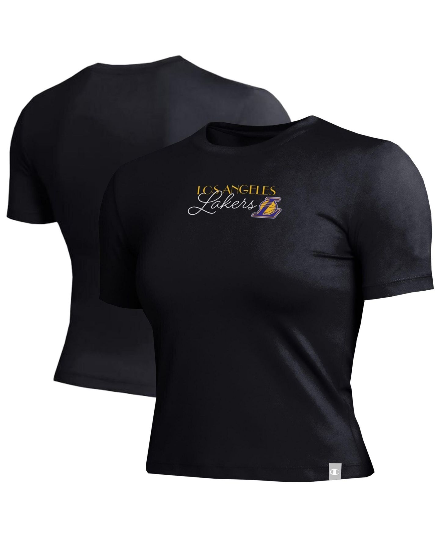 Женская футболка Champion Black Los Angeles Lakers Soft Touch Fitted Cropped — фото 1