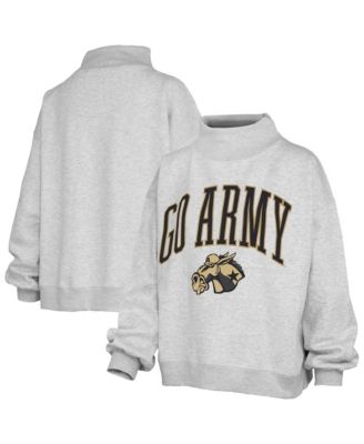 Women's Ash Army Black Knights Oversized Slogan Fleece Mock Neck Sweatshirt
