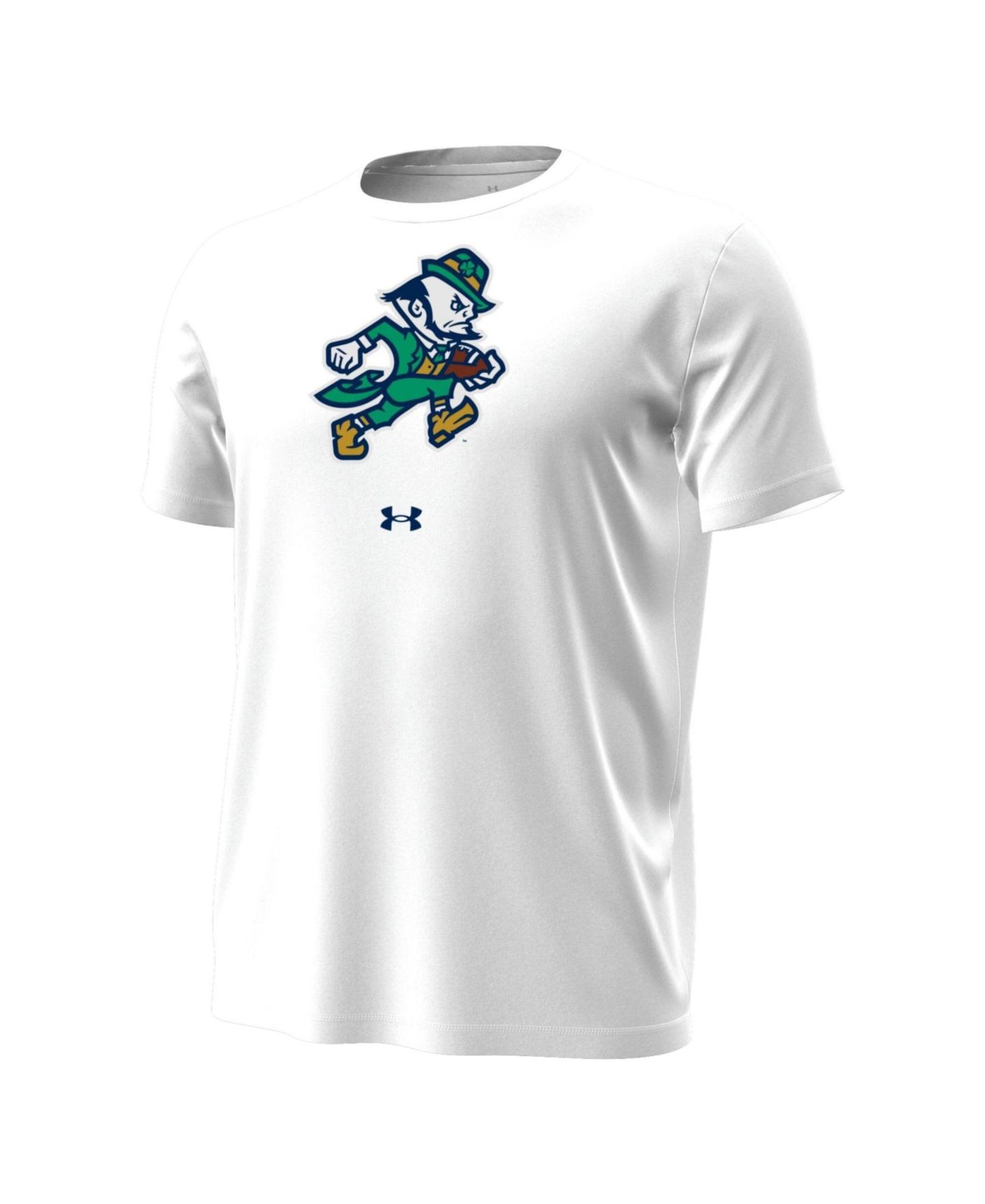 Мужская футболка Under Armour White Notre Dame Fighting Irish Football Leprechaun Tech Stretch — фото 2
