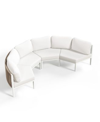 Outdoor Patio Furniture All-Weather Aluminum PE Rattan Wicker Half Round Curved Sofa Sectional Set