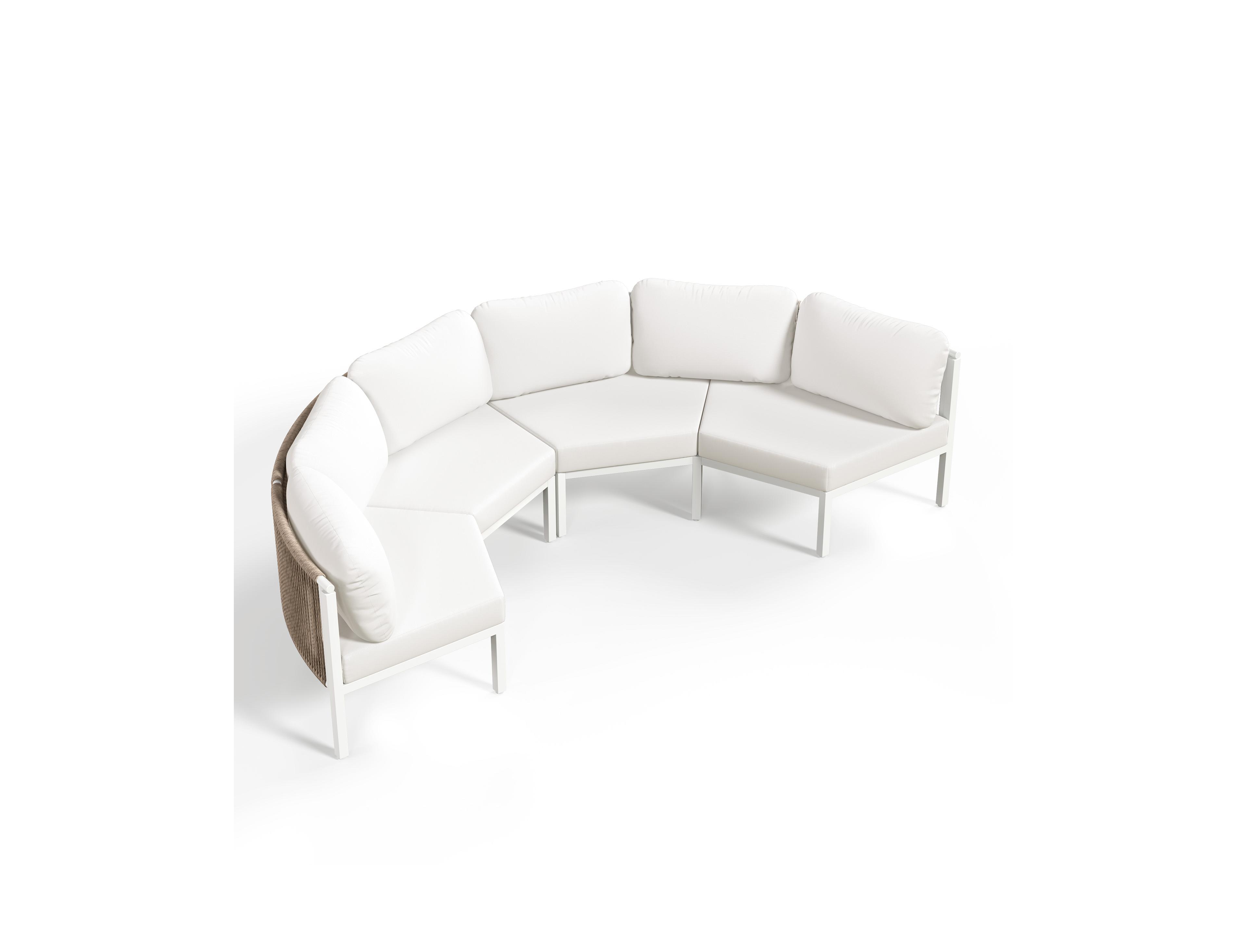 Pellebant Outdoor Patio Furniture All-Weather Aluminum Pe Rattan Wicker Half Round Curved Sofa Sectional Set