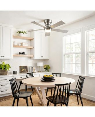 46-in Modern Nickel Flush Mount Ceiling Fan with LED Light and Remote Control Included 5-Blade