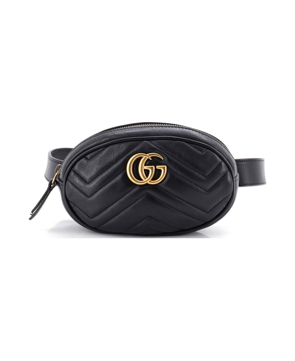 Pre-Owned Gucci Gg Marmont Belt Bag Matelasse Leather - Black