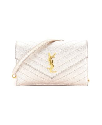 Small Classic Monogram Wallet on Chain Matelasse Chevron Metallic Leather