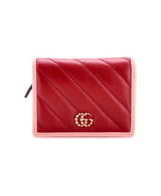 GG Marmont Flap Card Case Diagonal Quilted Leather