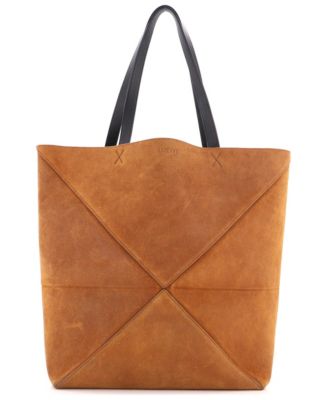 Large Puzzle Fold Tote Suede