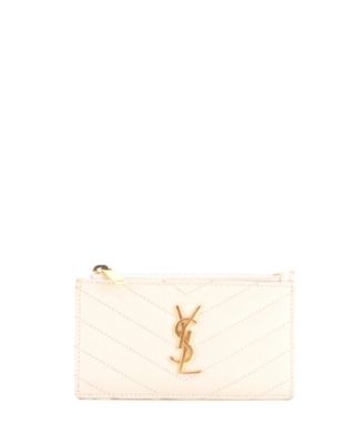 Monogram Fragments Zip Card Holder Matelasse Chevron Leather
