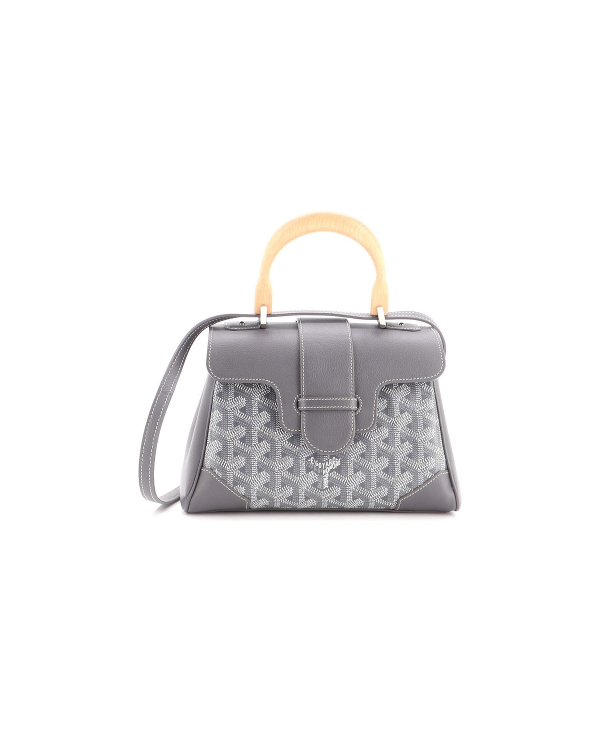 Pre-Owned Goyard Mini Saigon Top Handle Bag Coated Canvas with Leather - Grey