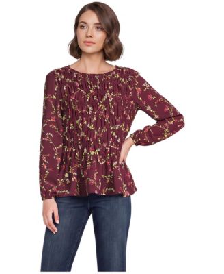 Women's Floral-Print Smocked Peplum Top