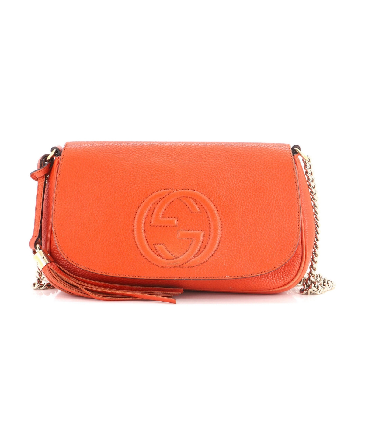 Pre-Owned Gucci Medium Soho Chain Crossbody Bag Leather - Orange