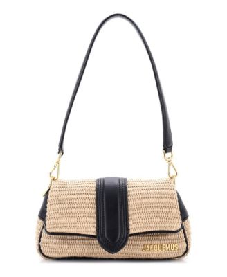 Petite Le Bambimou Padded Shoulder Bag Raffia with Leather