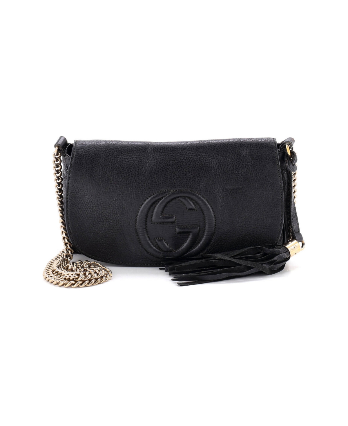 Pre-Owned Gucci Medium Soho Chain Crossbody Bag Leather - Black