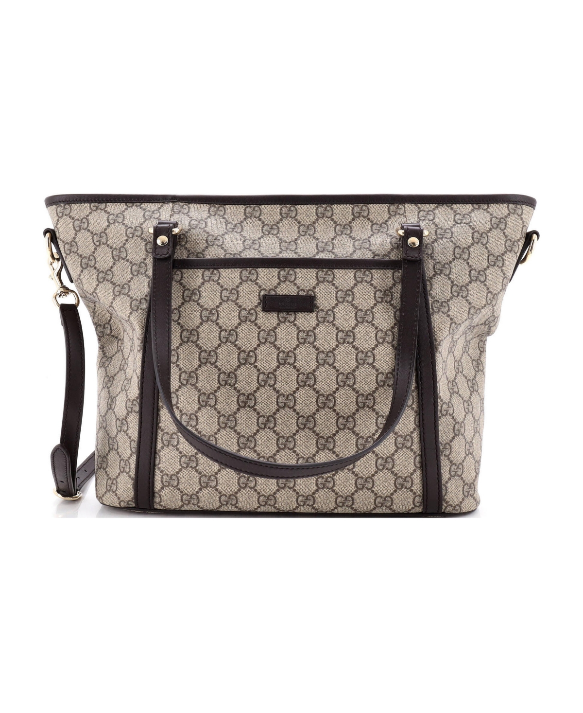 Pre-Owned Gucci Medium Front Pocket Convertible Tote Gg Coated Canvas - Brown