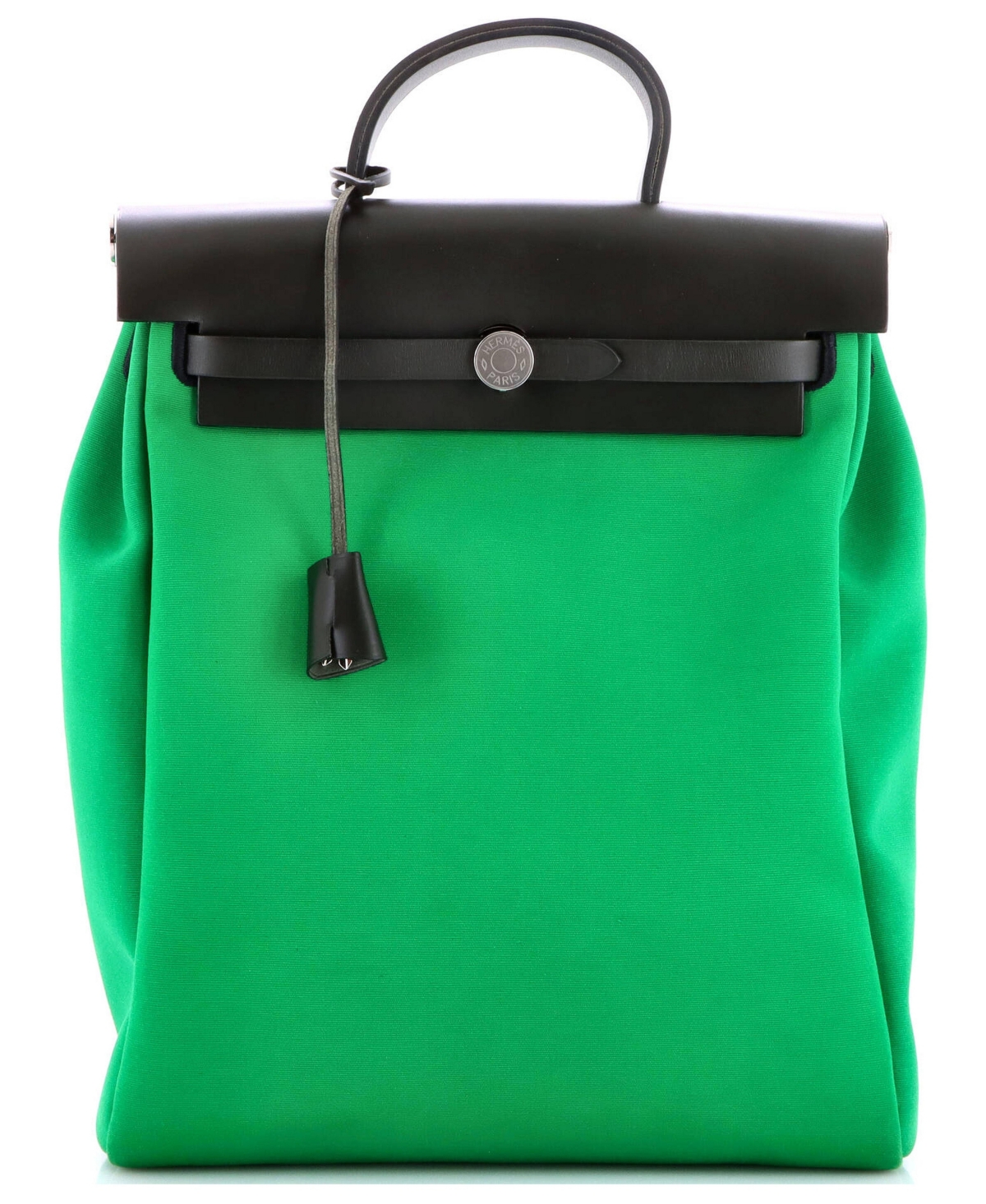 Pre-Owned Hermes Herbag A Dos Zip Backpack Toile and Leather - Green