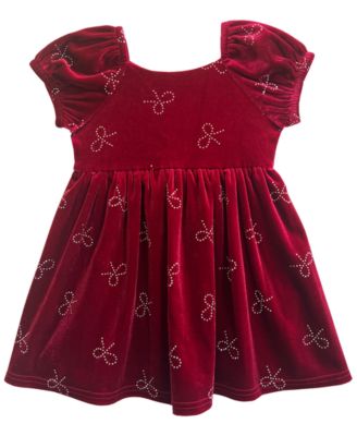 Girls' 2T-6X Short-Sleeve Velvet Fit-and-Flare Dress