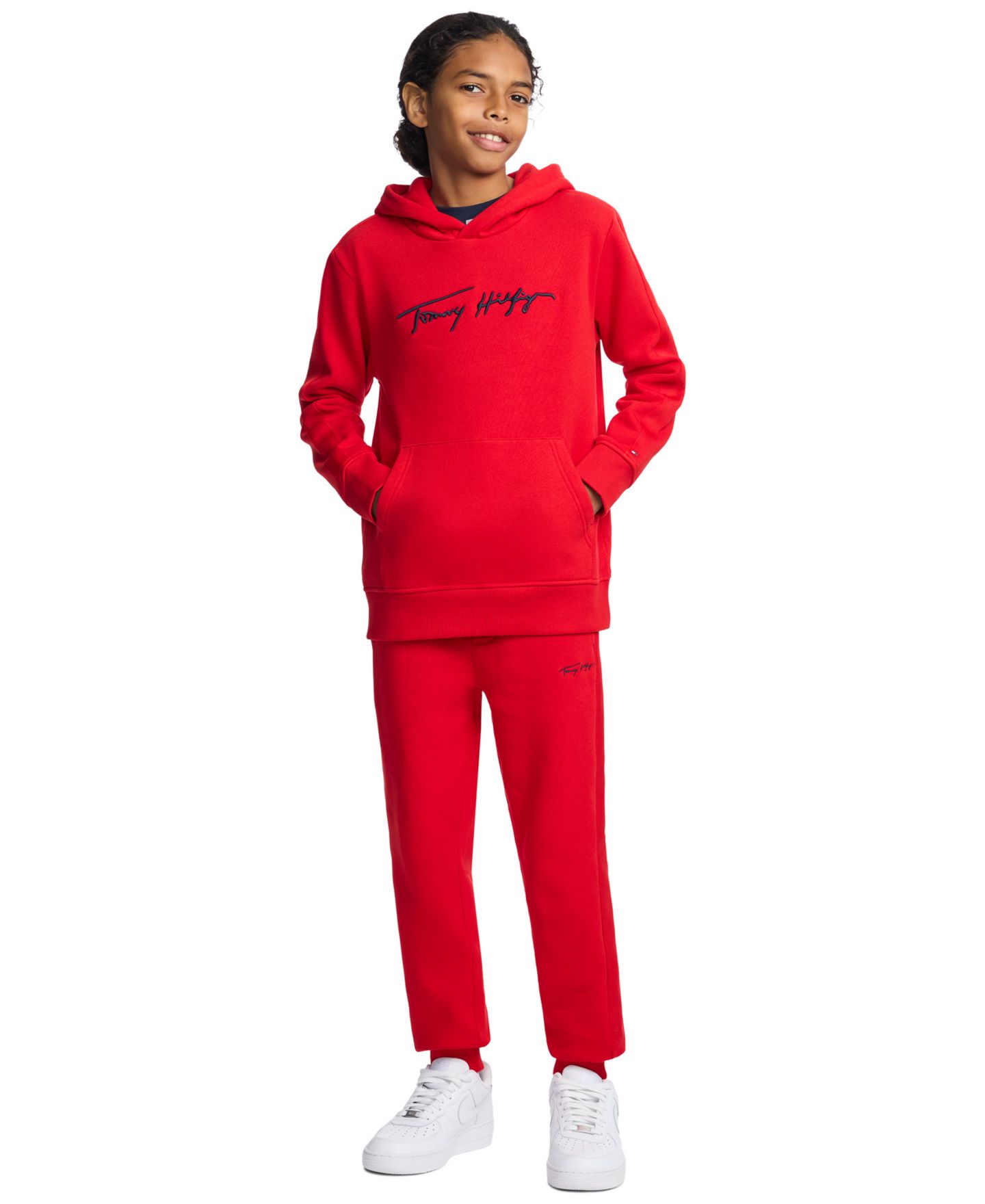 Брюки Tommy Hilfiger Tommy Signature Fleece Joggers для мальчиков, цвет: Красный — фото 2
