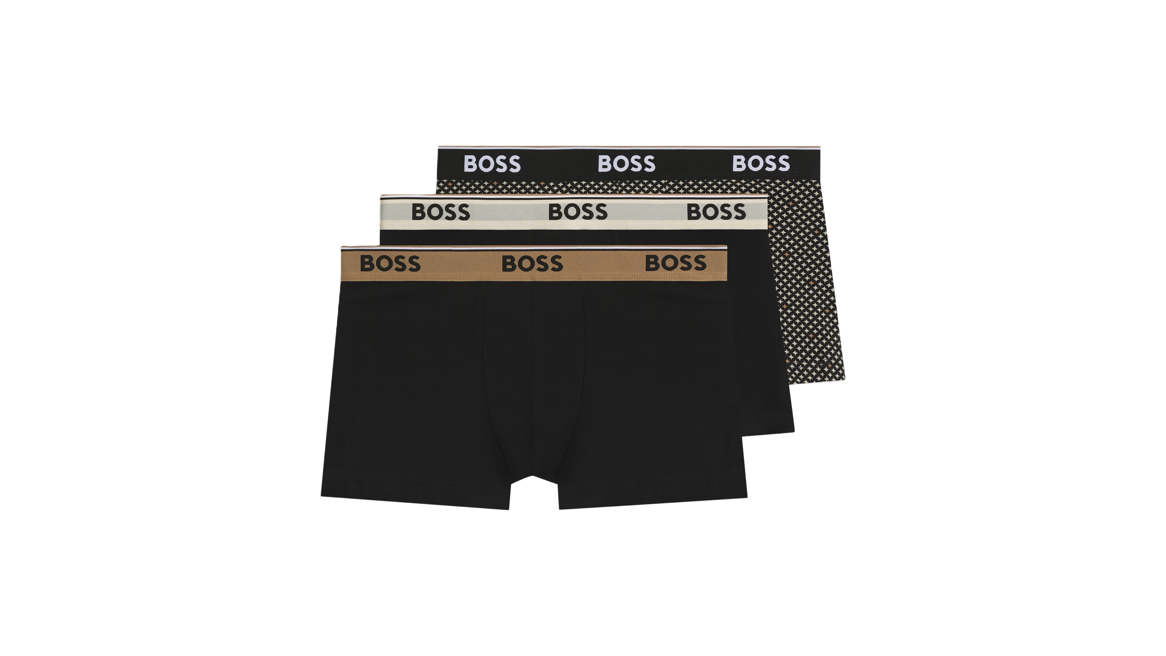 Boss by Hugo Men's Power All-Over-Pattern Exposed-Waistband Trunks, 3-Piece Set
