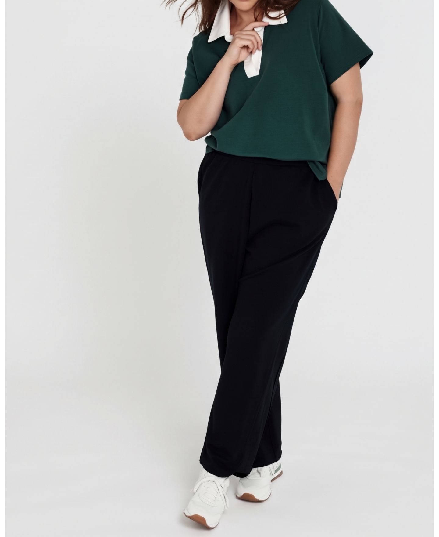 Женские брюки Universal Standard Plus Size Challenger Pull-On French Terry Straight-Leg, цвет: Чёрный — фото 6