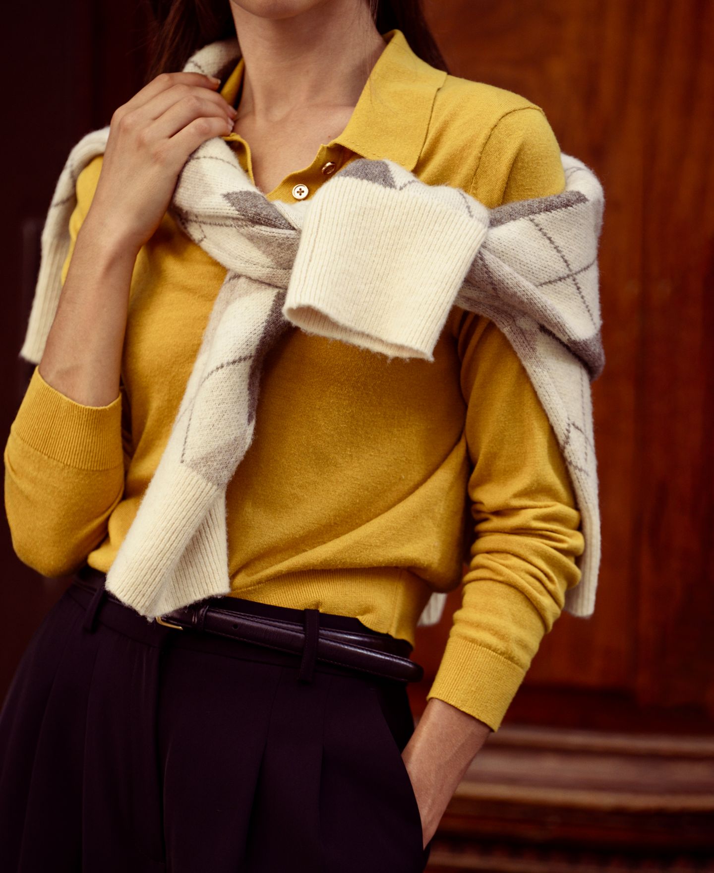 Женский топ French Connection Nola Fine Knit Collared Long-Sleeve, цвет: Тёмный серый — фото 9