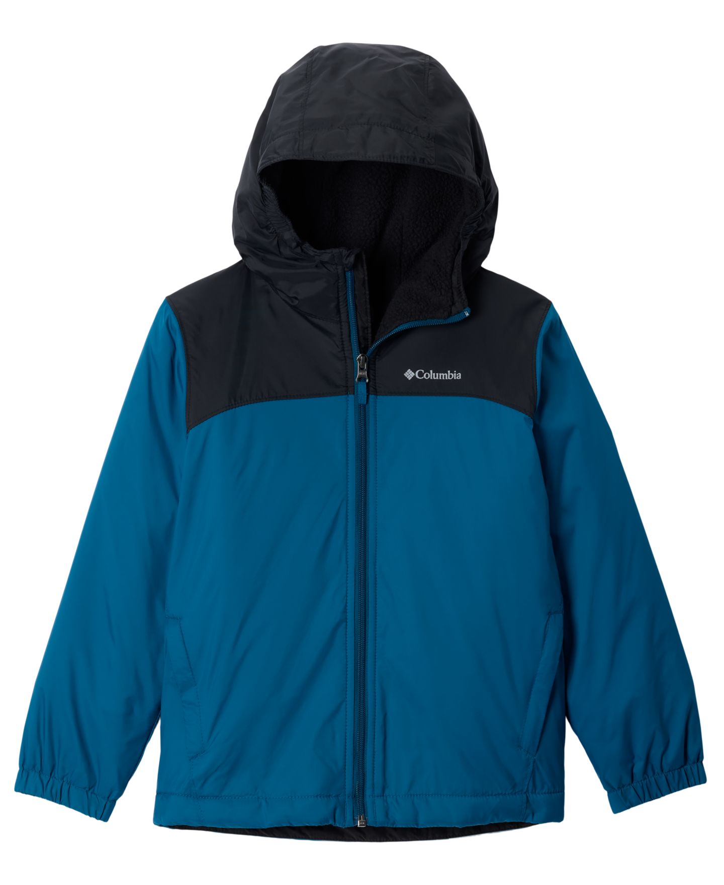 Куртка Columbia Glennaker II Fleece-Lined Full-Zip Hooded Rain для мальчиков, цвет: Синий / Чёрный — фото 1