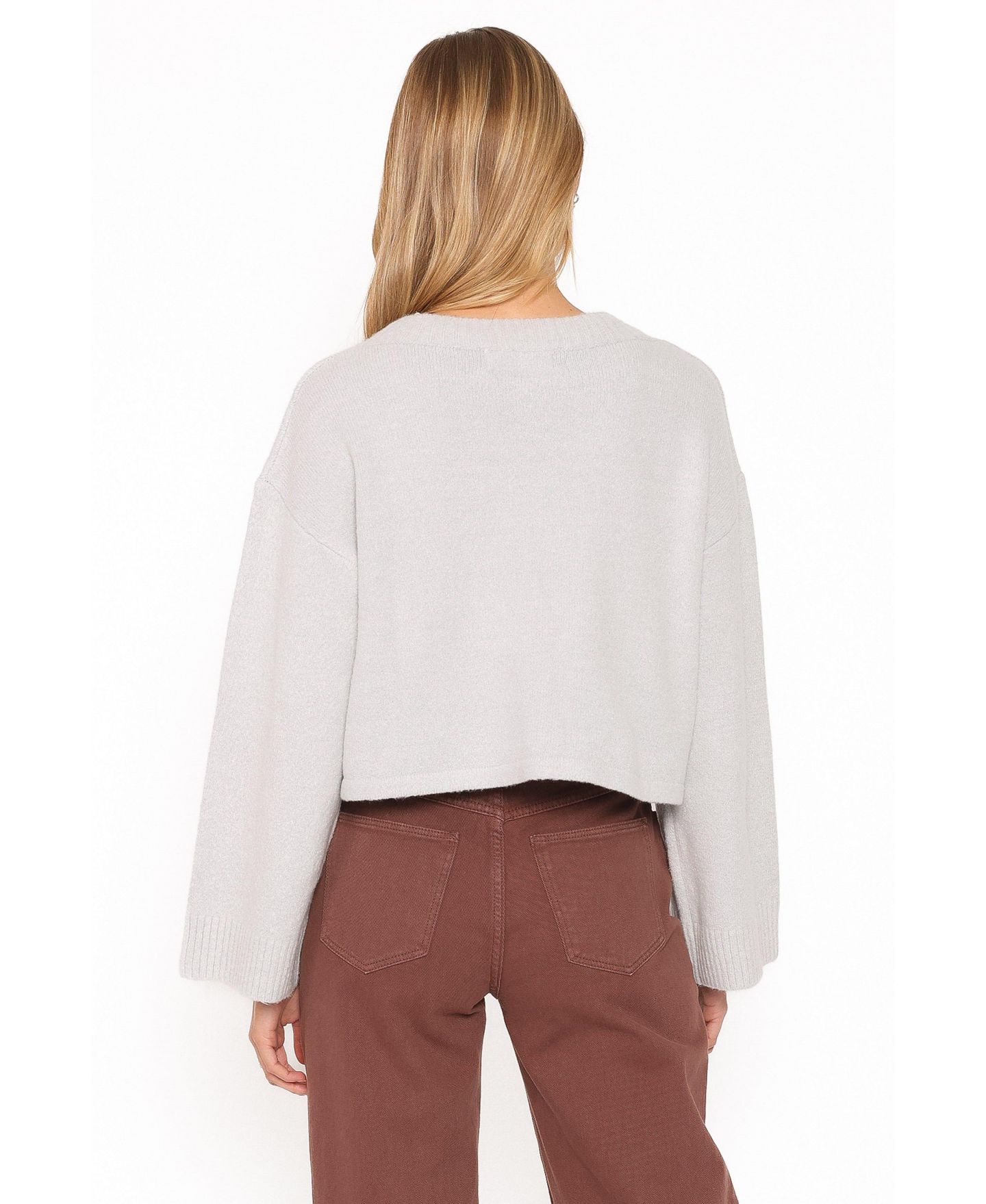 Женский кардиган Petal and Pup Tori Cropped Wide Sleeve, цвет: Серый — фото 4