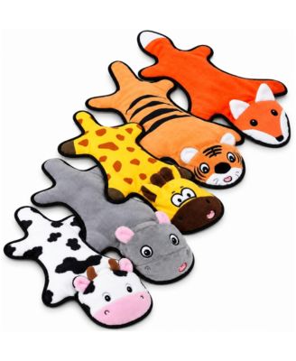 No Stuffing Squeaky Plush Dog Toys Crinkle Paper 5 Pack Small Medium