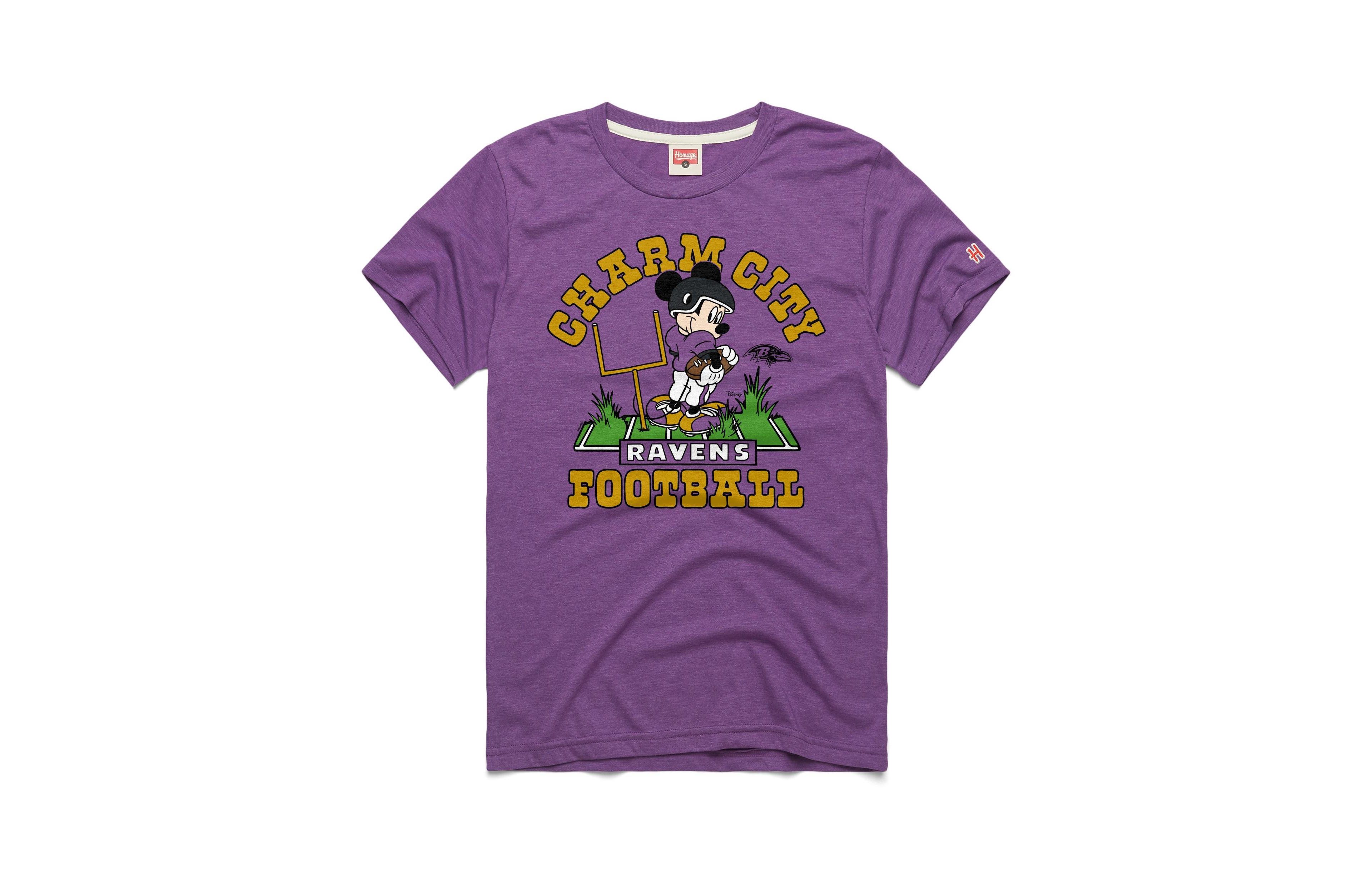 Homage Men's and Women's Purple Baltimore Ravens Mickey T-shirt