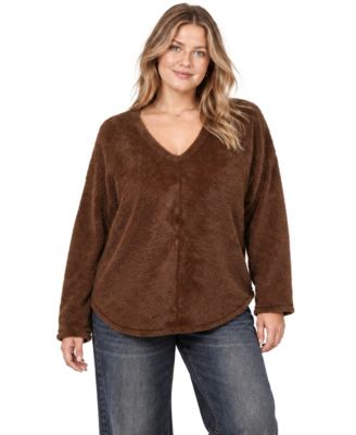 Plus Size Cozy Rib V Neck Top