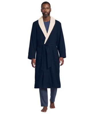 Men's High-Pile Fleece-Lined Flannel Robe
