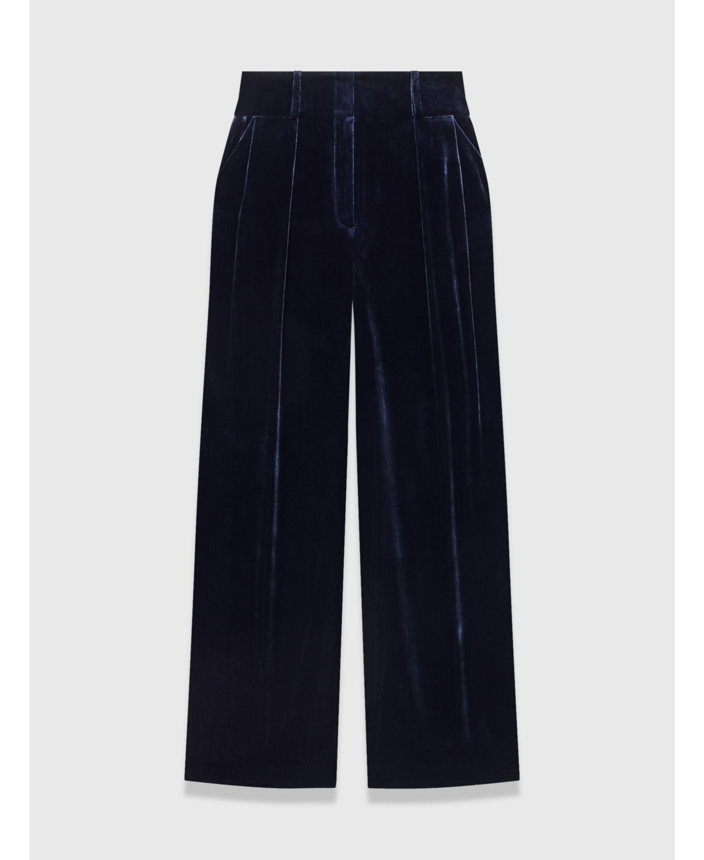 Женские брюки The Fold Lyon Velvet Wide-Leg High-Waisted, цвет: Тёмно-синий — фото 6
