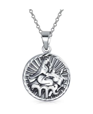 Astrology Zodiac Sign Virgo Pendant Round Necklace .925 Sterling Silver