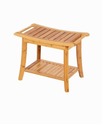 23.75" Wide Wood Spa Bench with Shelf