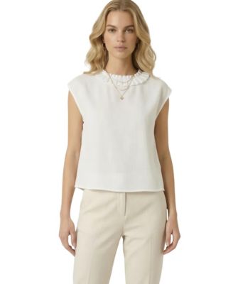 Women's Pleated Sleeveless Draped Blouse