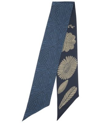 Marta Skinny Silk Twill Double-Sided Scarf