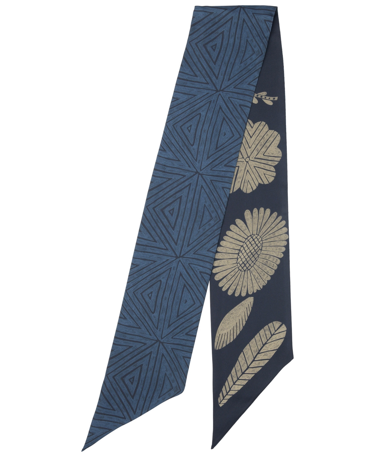 Elizabetta Marta Skinny Silk Twill Double-Sided Scarf - Navy