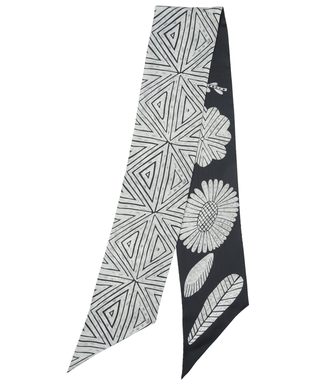 Elizabetta Marta Skinny Silk Twill Double-Sided Scarf - Black