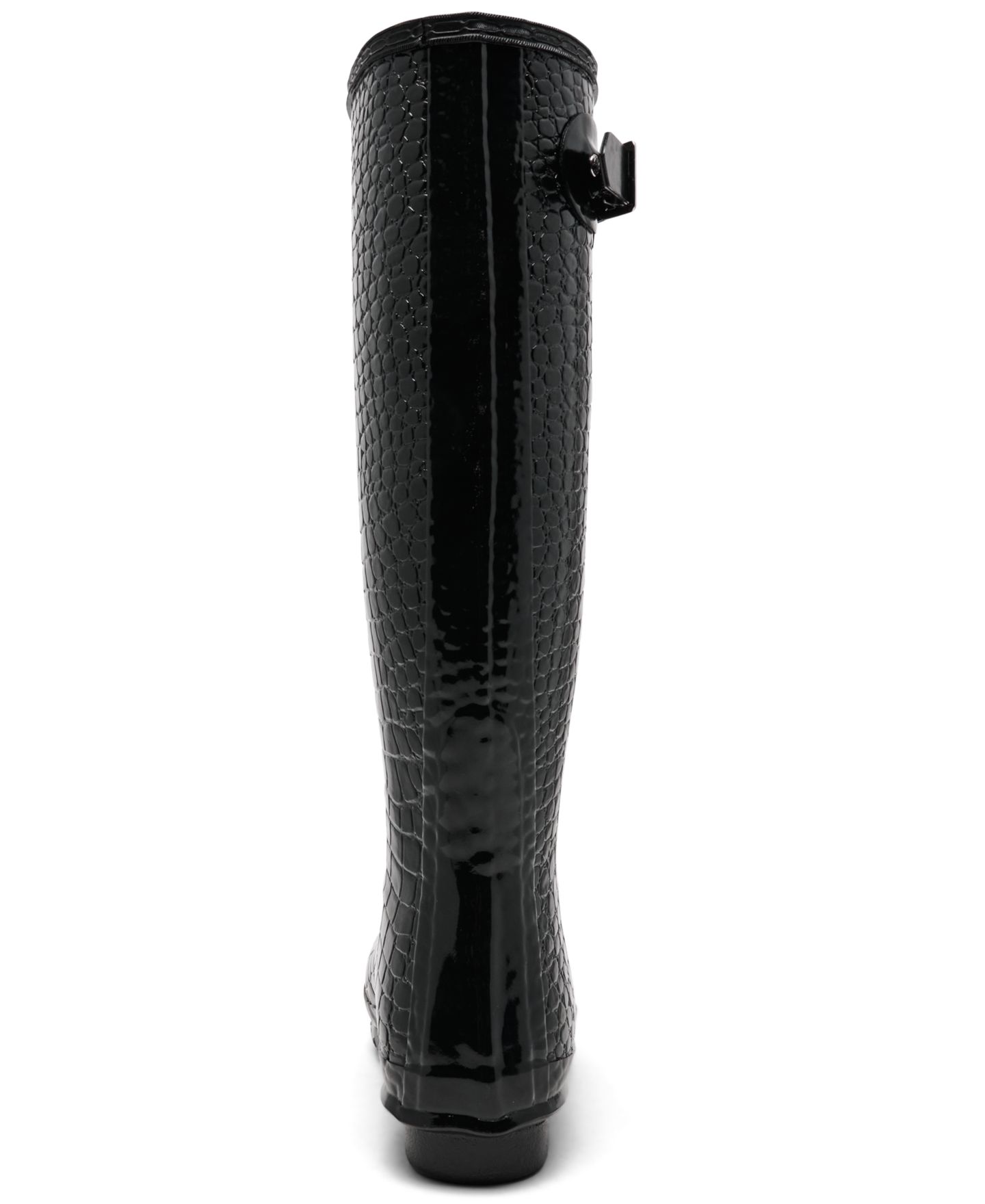 Женские ботинки Hunter Original Tall Gloss Crocodile Waterproof Rain, цвет: Чёрный с принтом — фото 5