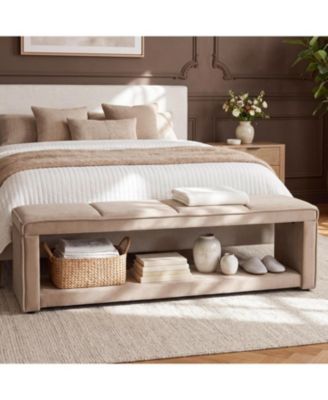 Modern Accent Bench, Upholstered Vanity Seat