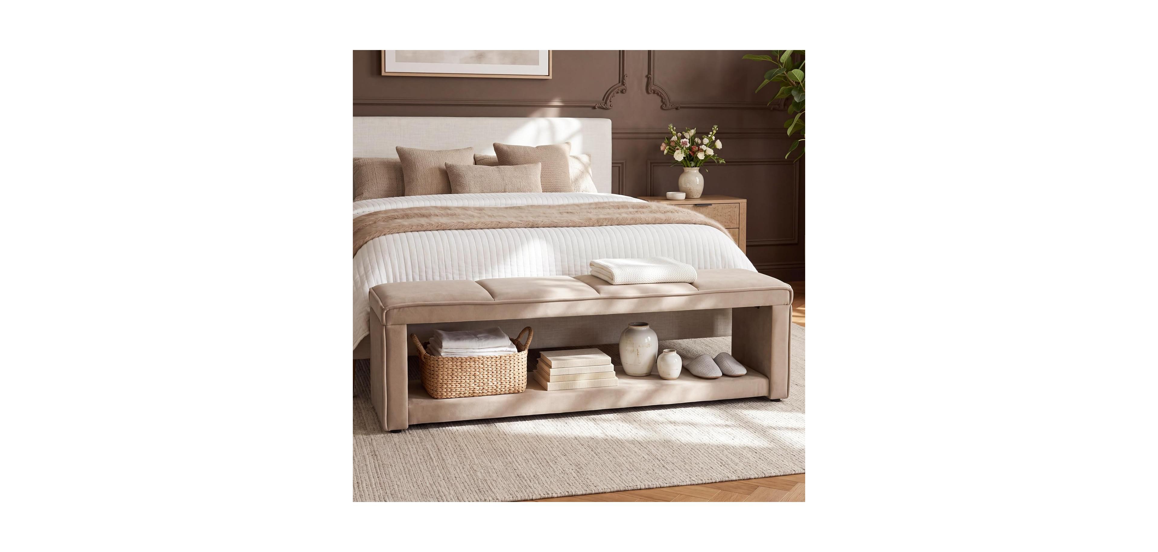 Tribesigns Modern Accent Bench, Upholstered Vanity Seat