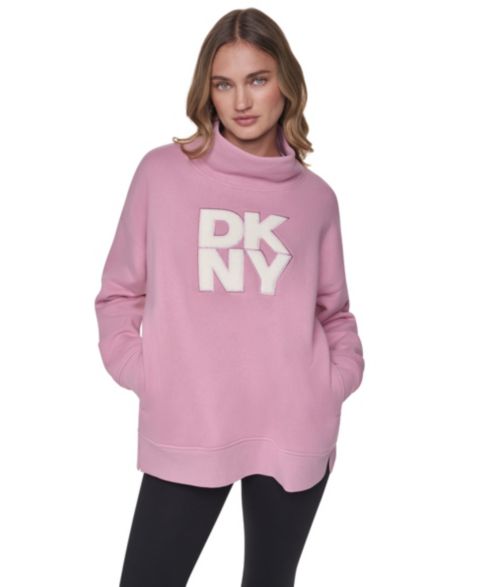 Женская толстовка DKNY Sport Mock-Neck Oversized Graphic, цвет: Пыльный розовато-лиловый