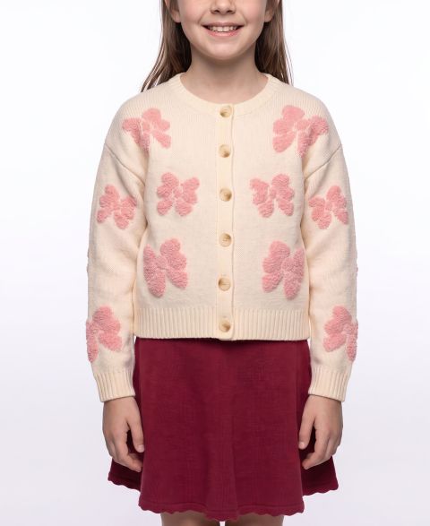 Кардиган CeCe Buttoned Bow Crewneck для девочек, цвет: Натуральный