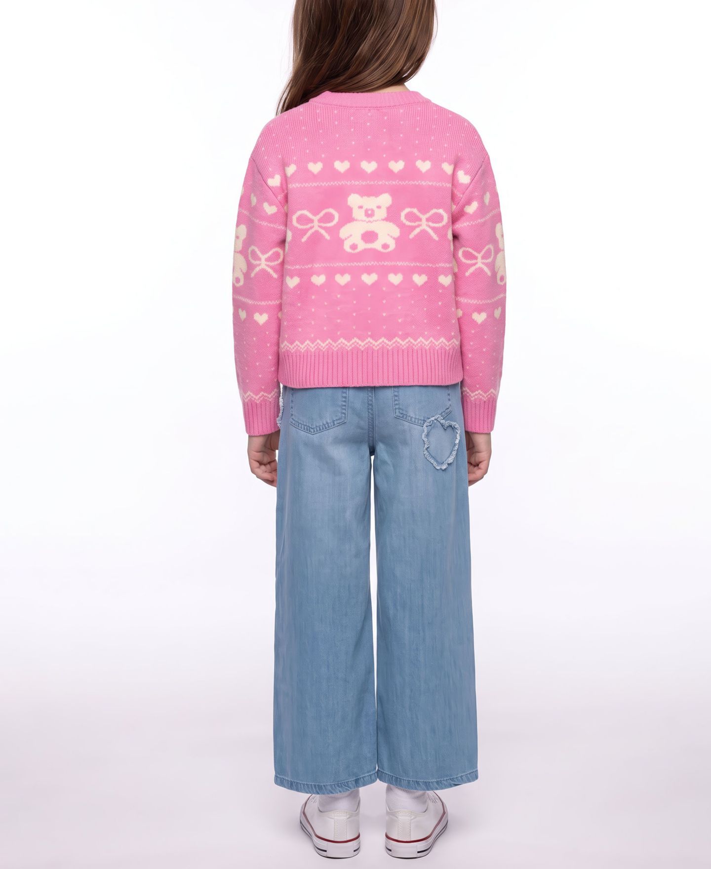 Свитер CeCe Bear Fairisle Crewneck для девочек, цвет: Тёмный розовый — фото 3