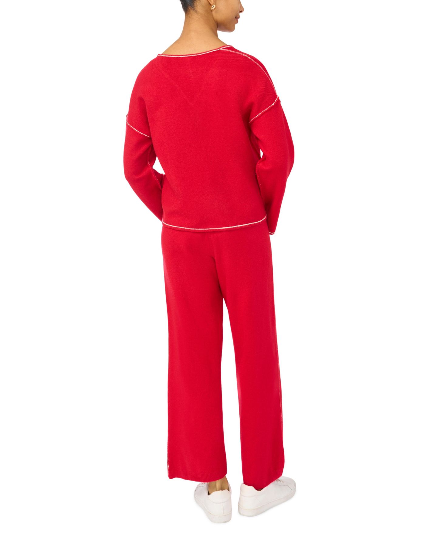Женские брюки Vince Camuto Wide-Leg High-Rise Drawstring Sweatpants, цвет: Красный — фото 5