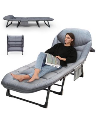 Heavy Duty Folding Camping Bed Adjustable Portable With Mattress For Adults 550 Lbs Capacity