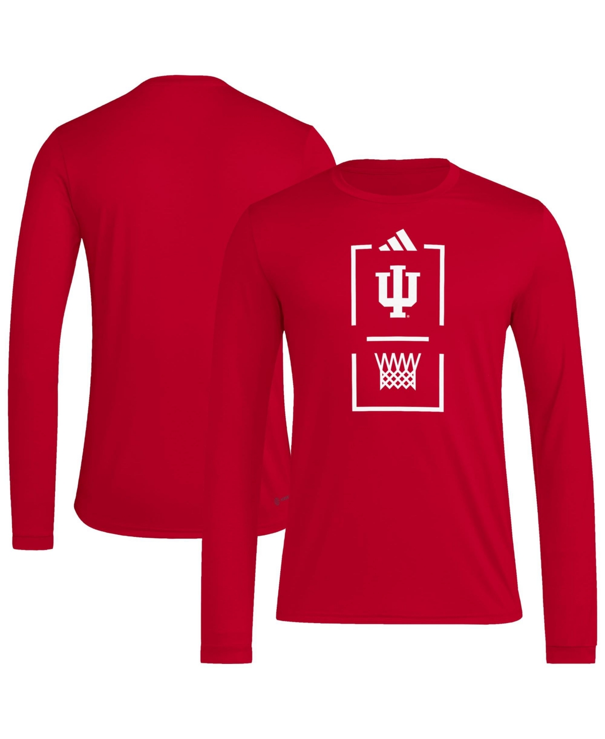 adidas Men's Crimson Indiana Hoosiers On-Court Pregame Long-Sleeve Aeroready T-Shirt - Crimson