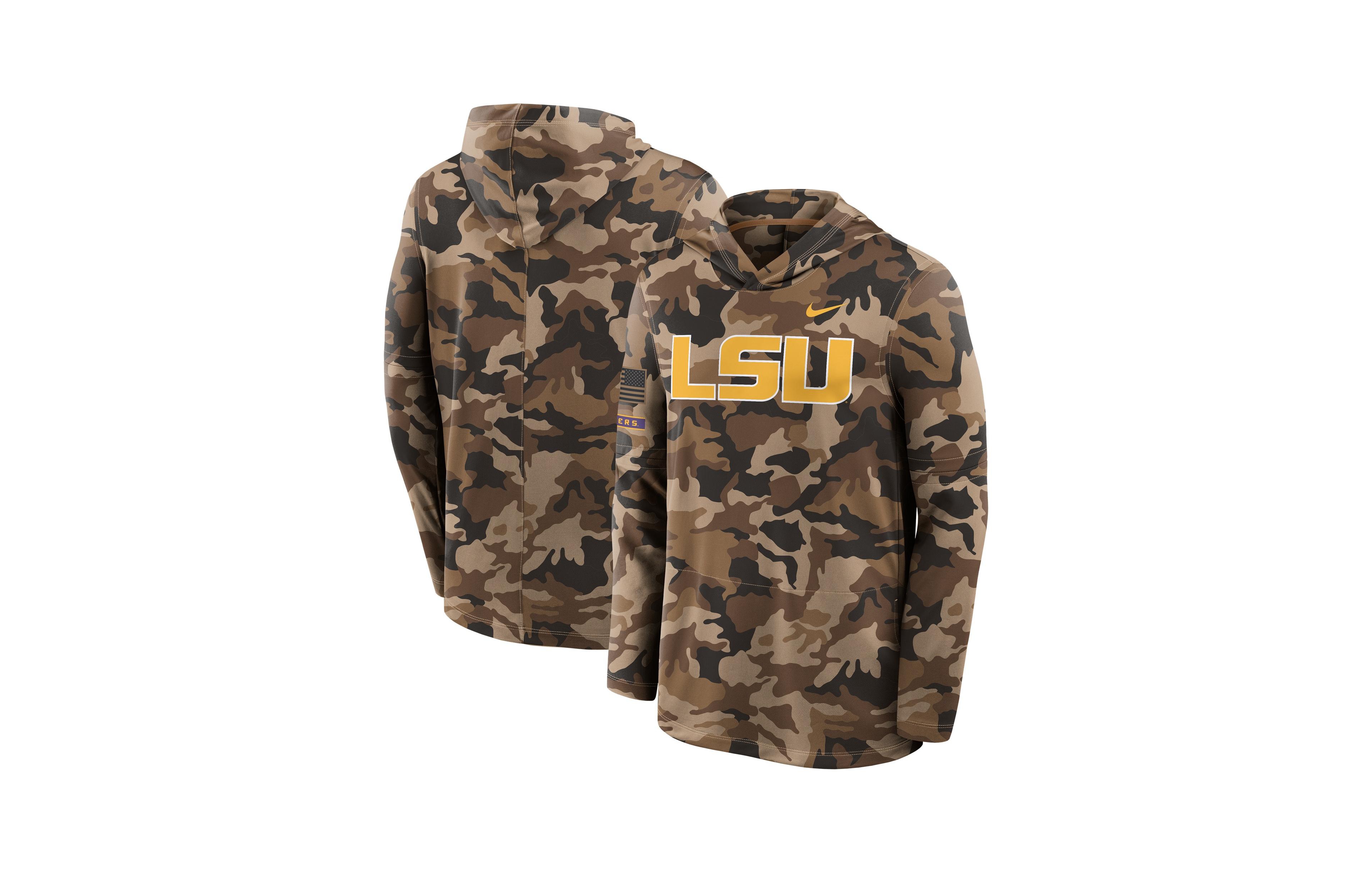 Nike Men's Camo Lsu Tigers 2026 Appreciation Sideline Dri-fit Hooded Long-Sleeve T-Shirt