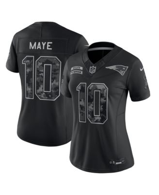 Women's Drake Maye Black New England Patriots 2026 Salute to Service Stitched Limited Jersey