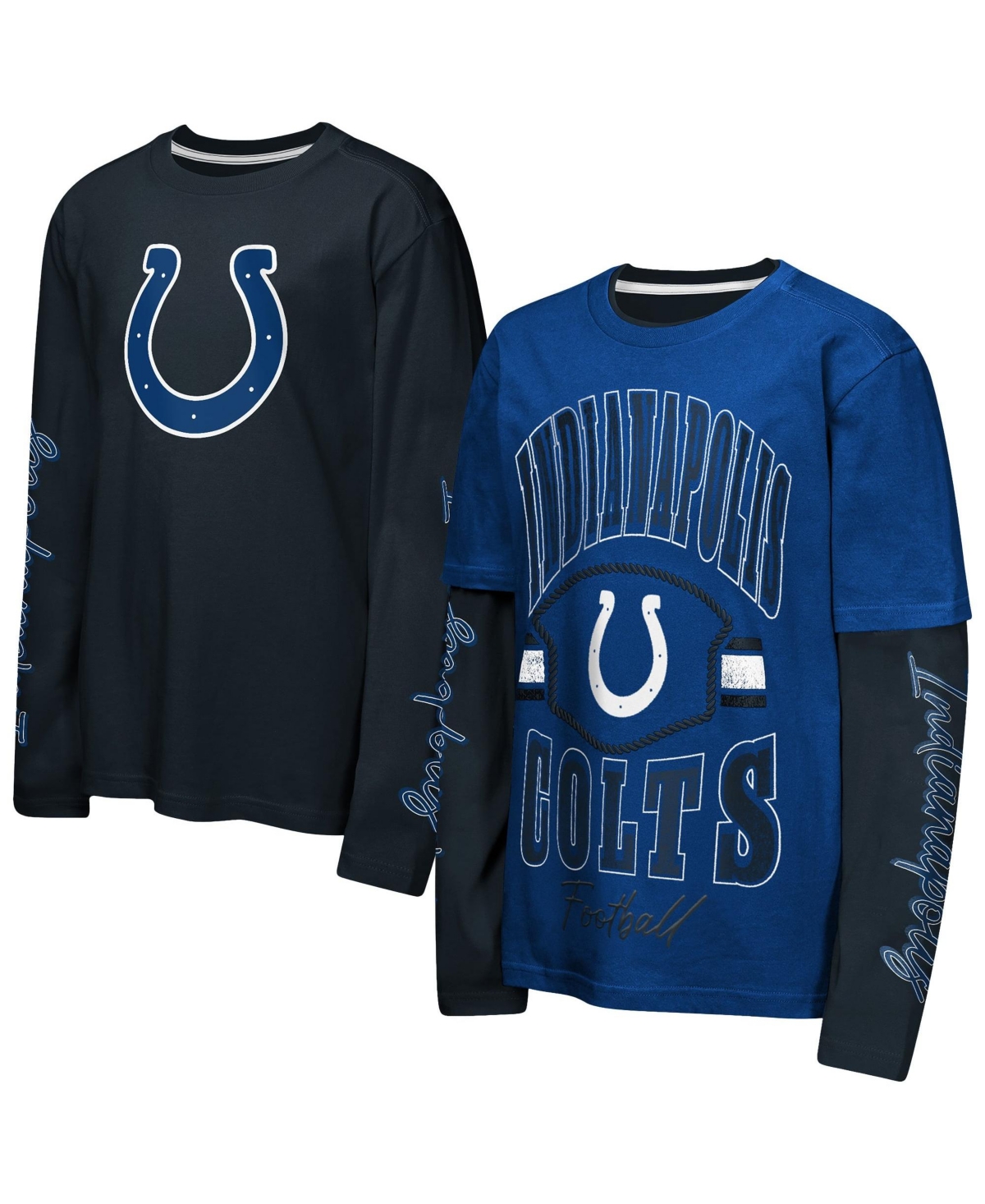 Outerstuff Big Boys' and Girls' Royal/Black Indianapolis Colts Motion T-Shirt Combo Set, 2-Piece - Royal, Black